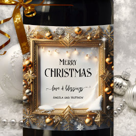 Traditionell juletikett Vin vid jul Vinflaska Etikett