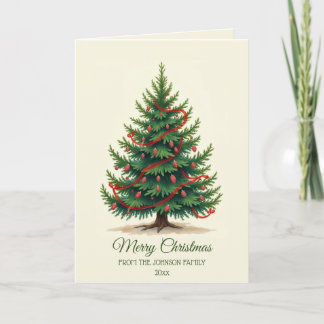 Traditionell julgran familjehögtid hälsning kort