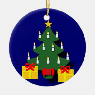 Traditionell Julgran med ljus Julgransprydnad Keramik