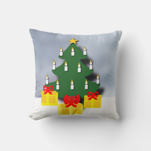 Traditionell Julgran med ljus Kudde