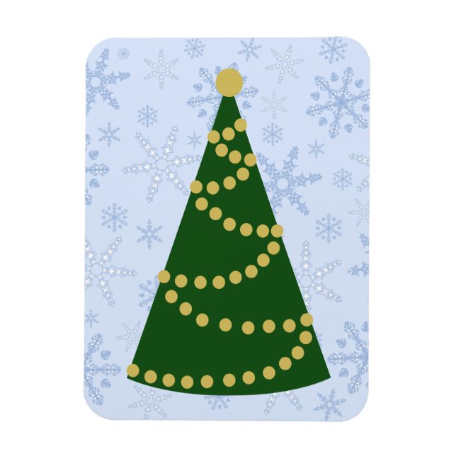 Traditionell Julgran på snöflingan Snöstorm Magnet (Vertikal)