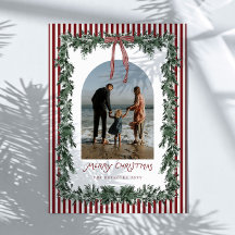 Traditionell Julgrön Båg Familjefoto Jul