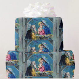 Traditionell julkort - nativitet Jesus Presentpapper