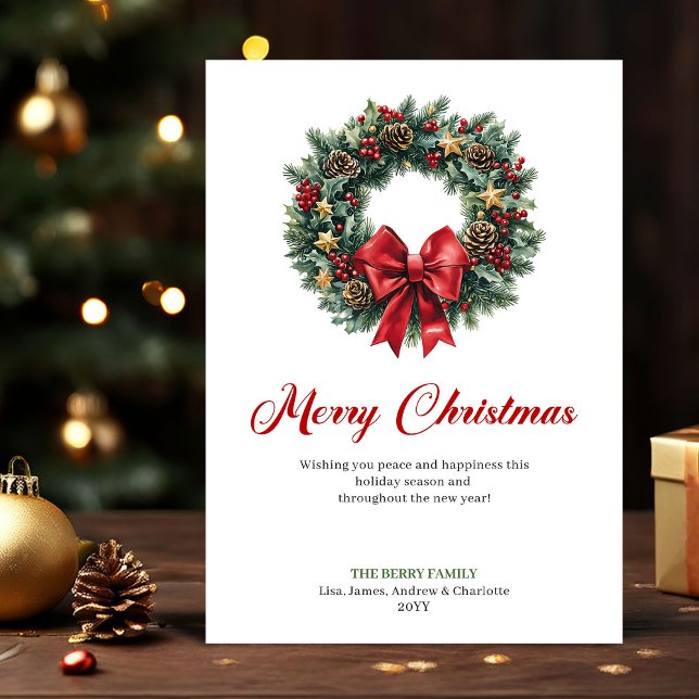 Traditionell julkrans julkort design (Traditional Christmas Wreath Greeting Card Design)