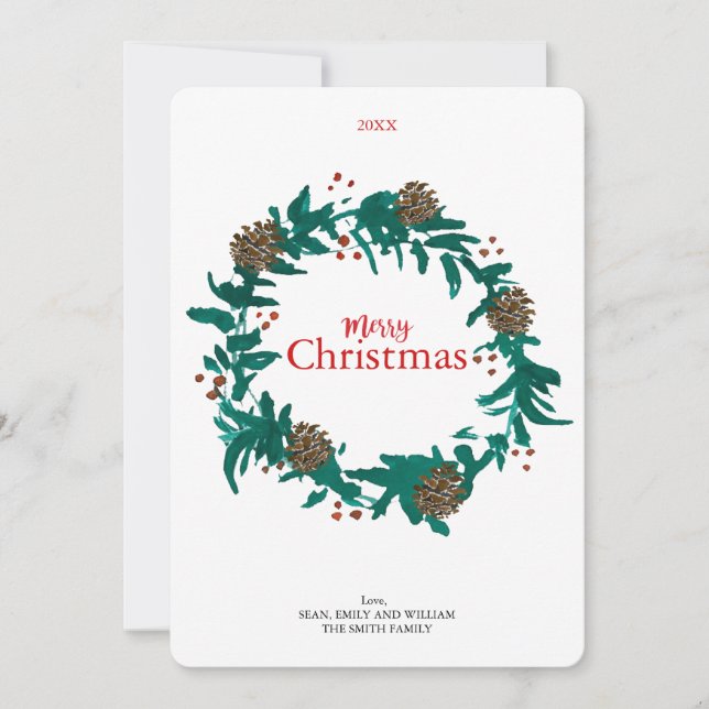Traditionell julkrans med Pineconcards Card Julkort (Framsida)