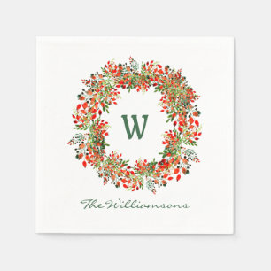 Traditionell julkrans Monogram Namn Helgdag Pappersservett