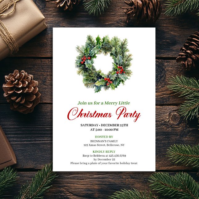 Traditionell julkransfestinbjudan inbjudningar (Traditional Christmas Wreath Party Invitation)