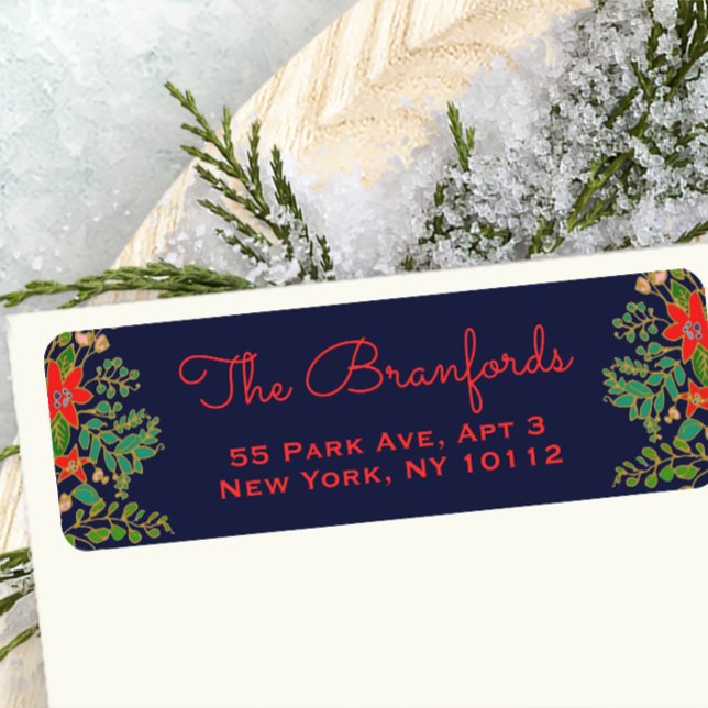 Traditionell julkransflotta returadress etikett (Skapare uppladdad)