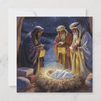 Traditionell julkrubba med de tre vise männen inbjudningar