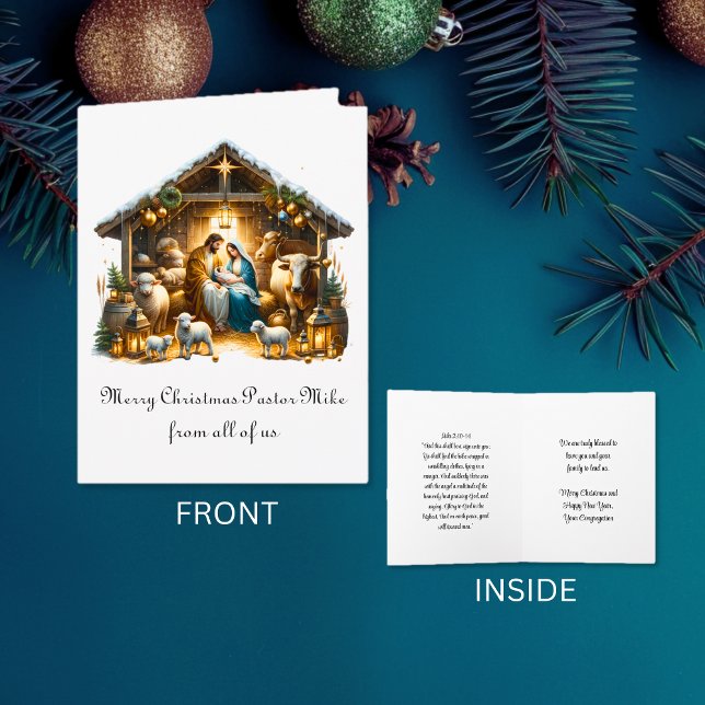 Traditionell julkrubba till pastor från församling kort (Traditional Nativity To Pastor From Congregation Card)