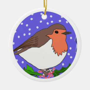 Traditionell julRobin Julgransprydnad Keramik