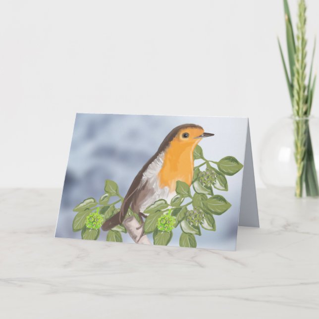 Traditionell julRobin och Ivy Helgkort (Framsida)