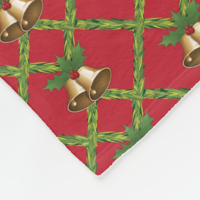 Traditionell julröd och grönt jingle klockor fleecefilt (Hörn)