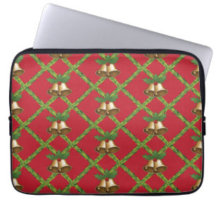 Traditionell julröd och grönt jingle klockor laptop sleeve