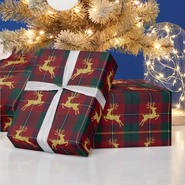 Traditionell julskotsk Plaid Presentpapper (Helgdagar)