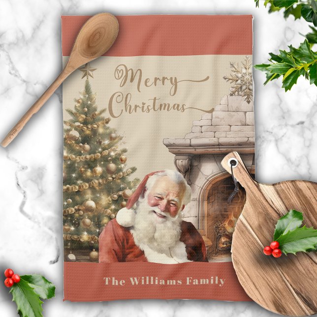 Traditionell jultid Jultomten Kökshandduk (Skapare uppladdad)