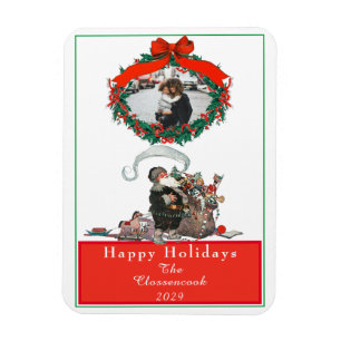 Traditionell jultomtefoto-Helgdag, Vintage Magnet