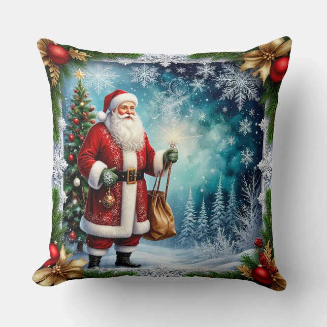 Traditionell Jultomten i Winter Wonderland Kudde (Framsida)