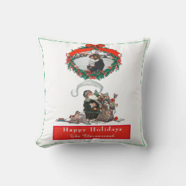 Traditionell julvintage Santa-foto semester Kudde