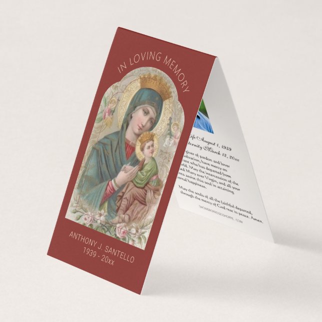 Traditionell katolsk begravningsjungfru Mary Praye Visitkort (Framsida)