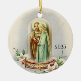 Traditionell katolsk Bride Groom Virgin Mary Julgransprydnad Keramik