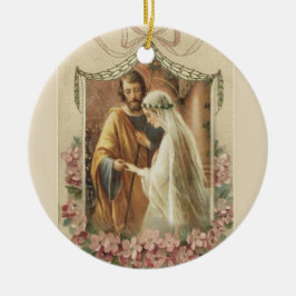 Traditionell katolsk Bride Groom Virgin Mary Julgransprydnad Keramik