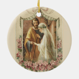 Traditionell katolsk Bride Groom Virgin Mary Julgransprydnad Keramik