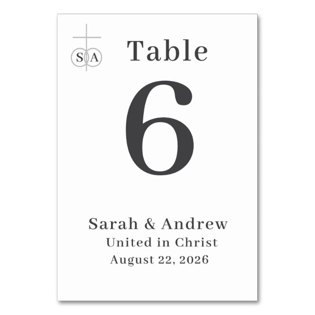 Traditionell katolsk Bröllop Bordsnummer (Framsidan)