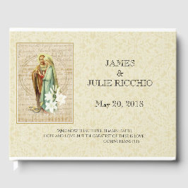 Traditionell katolsk Bröllop, svart, jungfru Mary Gästböcker