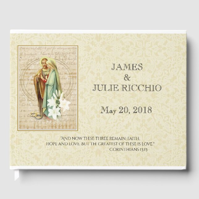 Traditionell katolsk Bröllop, svart, jungfru Mary Gästböcker (Framsida)