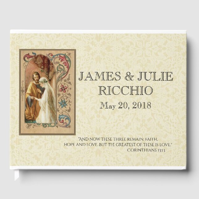 Traditionell katolsk Bröllop, svart, jungfru Mary Gästböcker (Framsida)