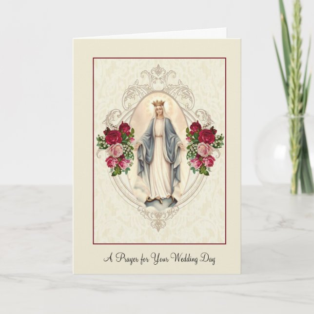 Traditionell katolsk Bröllop, svart, jungfru Mary Kort (Framsida)