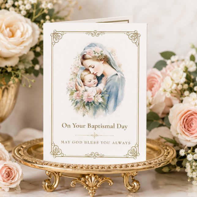 Traditionell katolsk dop Blessed Virgin Mary Kort (Skapare uppladdad)