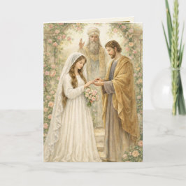 Traditionell katolsk förlovning Maria Josef Kort