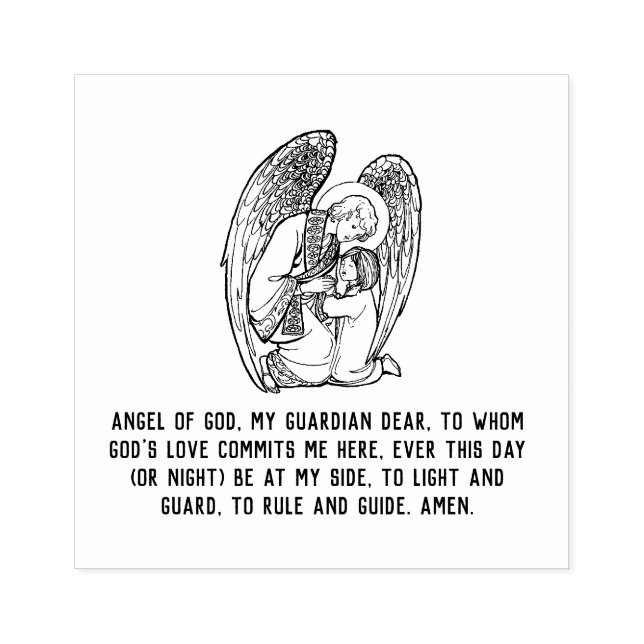 Traditionell katolsk Guardian Angel Prayer Stämpel (Tryck)