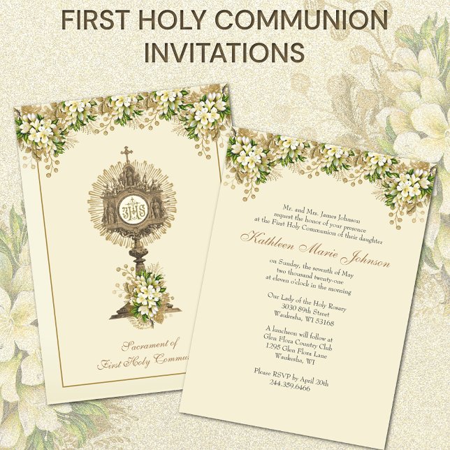 Traditionell katolsk Heliga, gemensam Blommigt Inbjudningar (Easy to personalize)