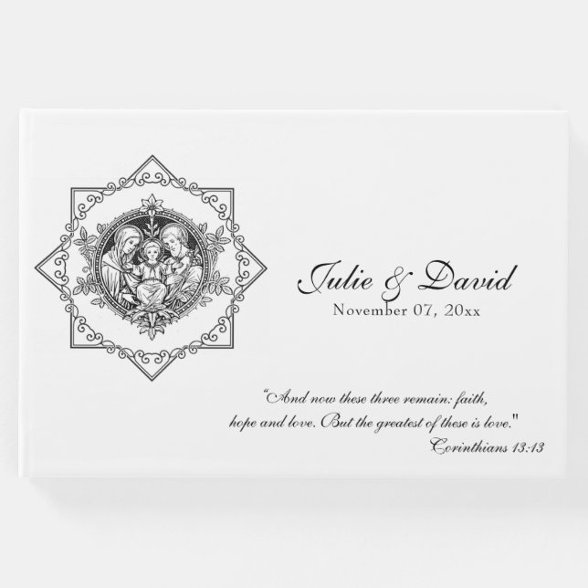 Traditionell katolsk Heliga i Bröllop Gästböcker (Framsida)