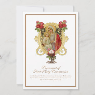 Traditionell katolsk Heliga Kommunision Mary Jesus Inbjudningar