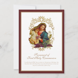 Traditionell katolsk Heliga Kommunision Mary Jesus Inbjudningar