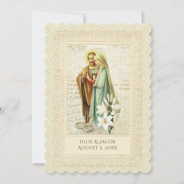 Traditionell katolsk inbjudan till Vintage bröllop (Framsida)