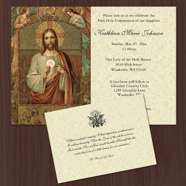 Traditionell katolsk Jesus första kommunfullmäktig Inbjudningar (Skapare uppladdad)
