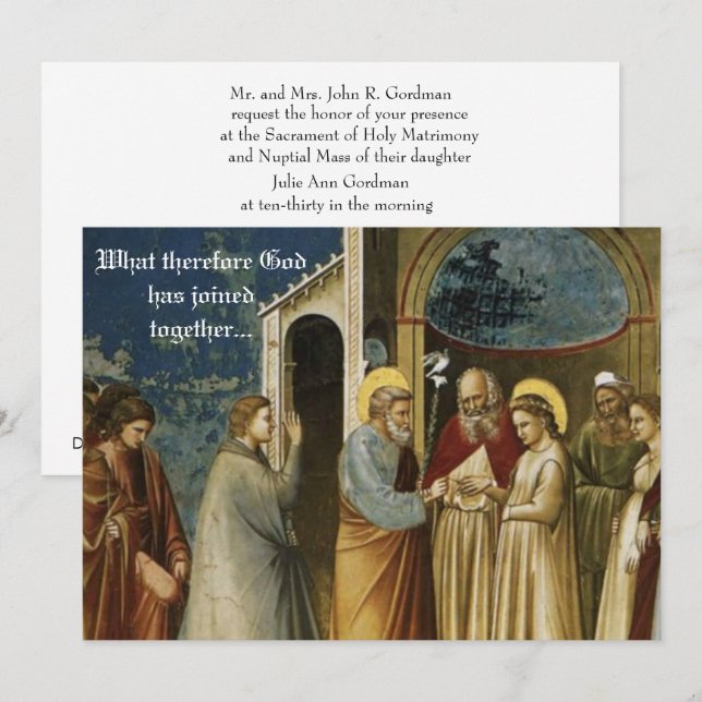Traditionell katolsk kristen bröllopinbjudan inbjudningar (Fram/baksida)