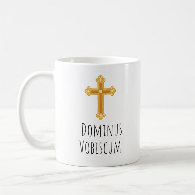 Traditionell katolsk latinsk massa Dominus Vobiscu Kaffemugg (Vänster)