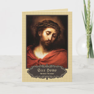 Traditionell katolsk lenten Jesus Ecce Homo Helgkort