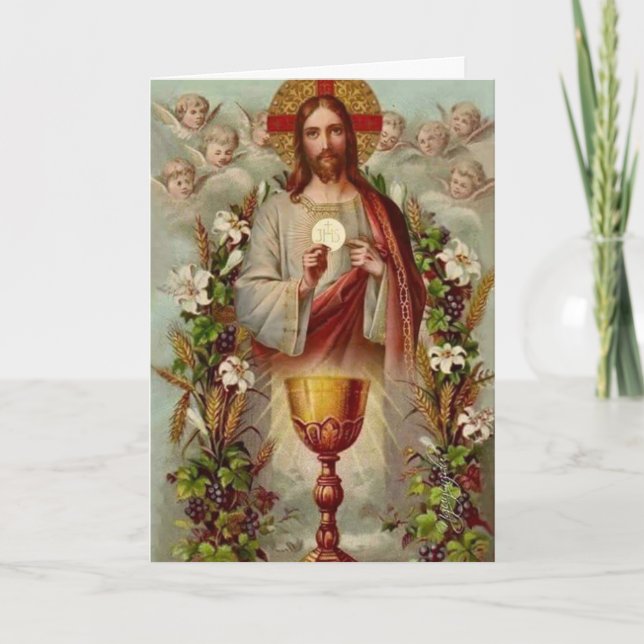 Traditionell katolsk massa som ger Helig Heart Kort (Framsida)