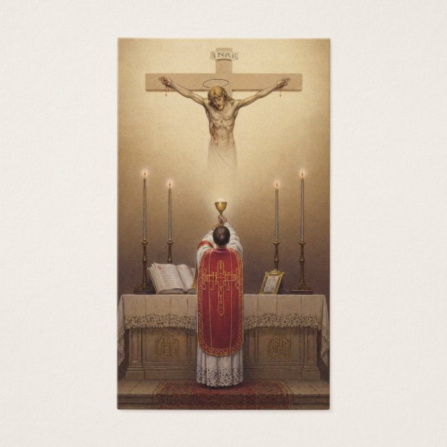 Traditionell katolsk prästbön religiös  visitkort (Framsidan)