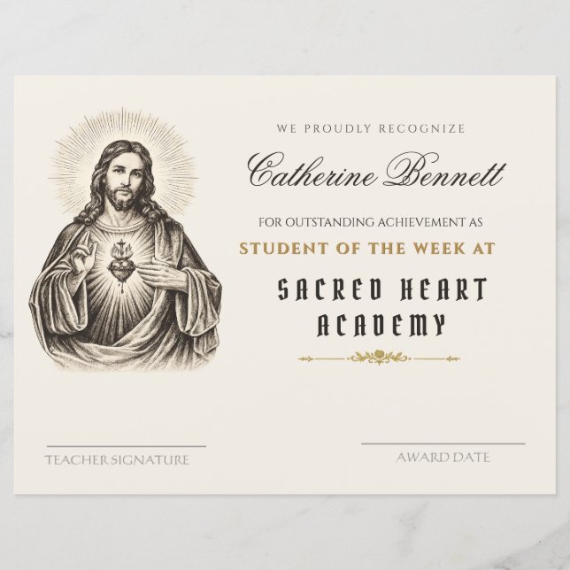 Traditionell katolsk Sacred Heart Studentutmärkels (Framsida)