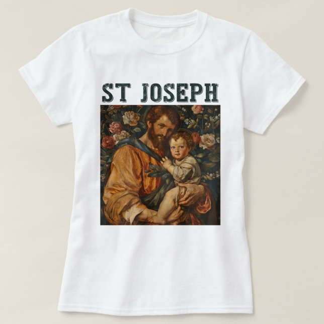Traditionell katolsk Saint Joseph och Baby Jesus T Shirt (Design framsida)