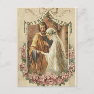 Traditionell katolsk SAVE THE DATE Bröllop Meddelande Vykort