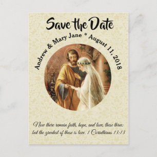 Traditionell katolsk SAVE THE DATE Bröllop Meddelande Vykort